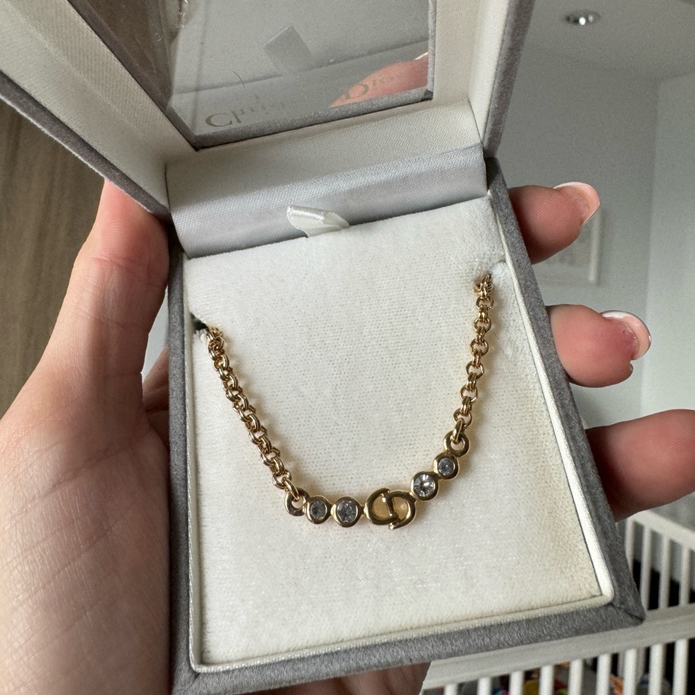 Gold plated Dior vintage thick necklace with CD logo - Picture 1 of 8